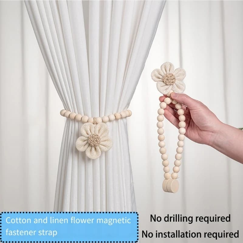 Embrasses rideaux magnétiques, embrasses draperies décoratives, Styles bohèmes, embrasses rideaux en perles fleurs