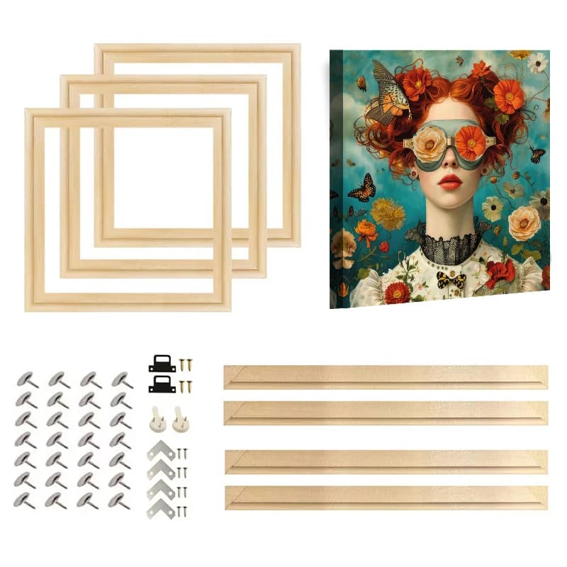 Cadre photo carré en bois naturel DIY pour toile murale 30x30 40x40, cadre pour peinture diamant, grand format, cadre mural pour affiche