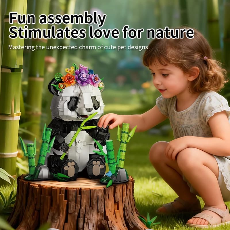 MOC Blocs de construction Panda DIY Modèle animal forêt de bambou STEM Décoration de bureau Maison Éducatif Cadeau