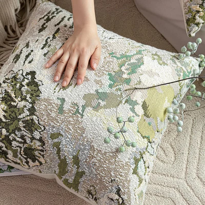 Housse de coussin jacquard texturée abstraite haut de gamme moderne