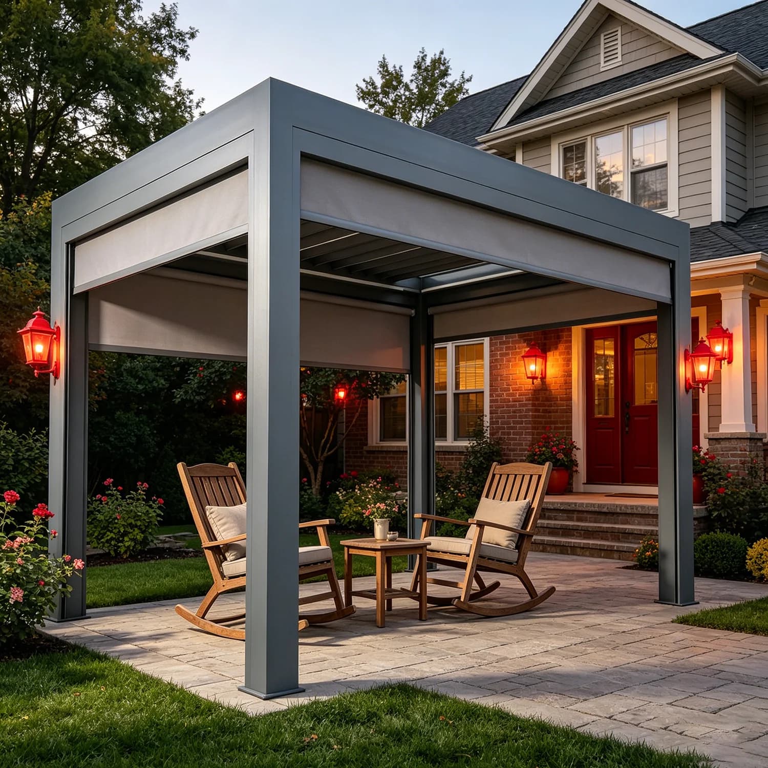 Pergola rétractable, aluminium robuste, électrique, toit à lames orientables imperméable, abri de patio extérieur, stable et résistant aux intempéries