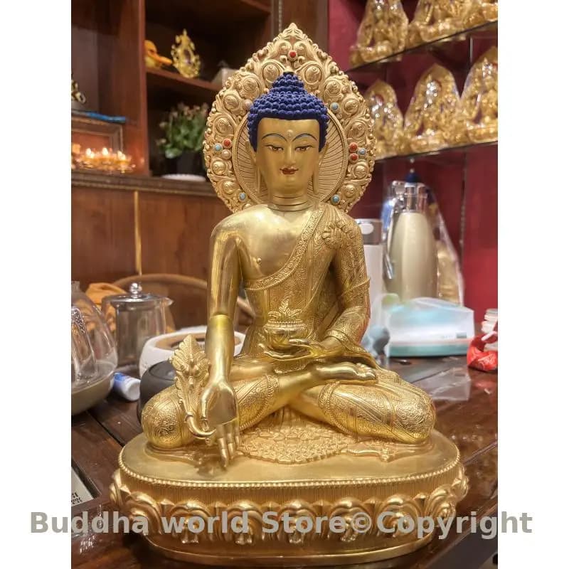 36 cm grande haute qualité puissance statue de bouddha Shakyamuni Amitabha la médecine bouddha bouddhisme famille Temple moine autel culte