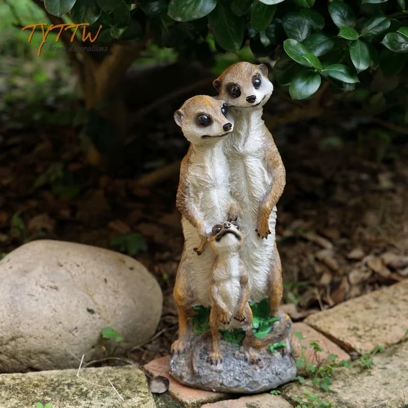 Décoration extérieure de cour de jardin-décor à la maison Figurine balcon Simulation Animal suricate mongoose Sculpture de jardinage familial