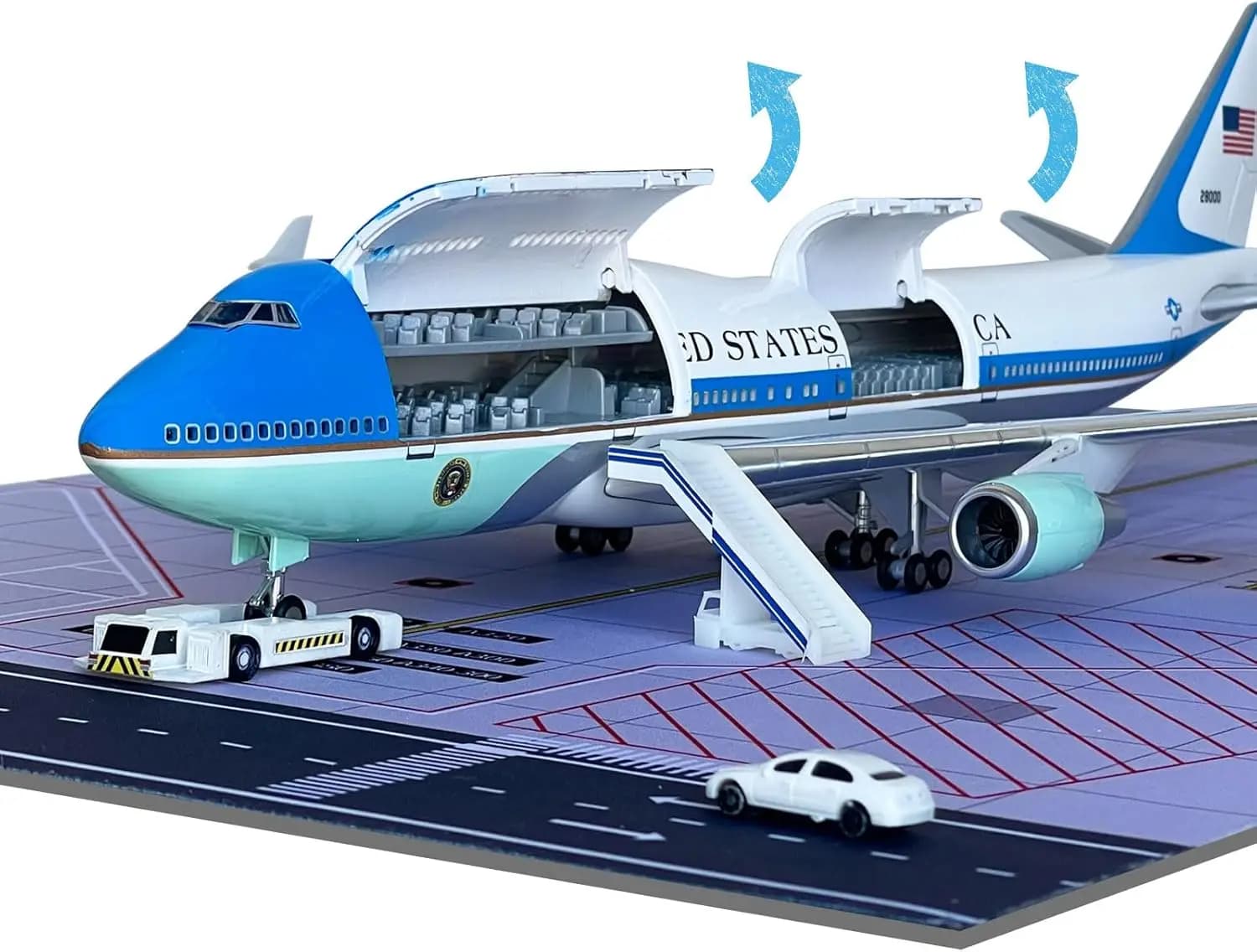 Modèle d'avion Air Force One B747 à l'échelle 1/130, en résine moulée sous pression, avec portes ouvrables et cabine détaillée, cadeau idéal pour les amateurs d'aviation