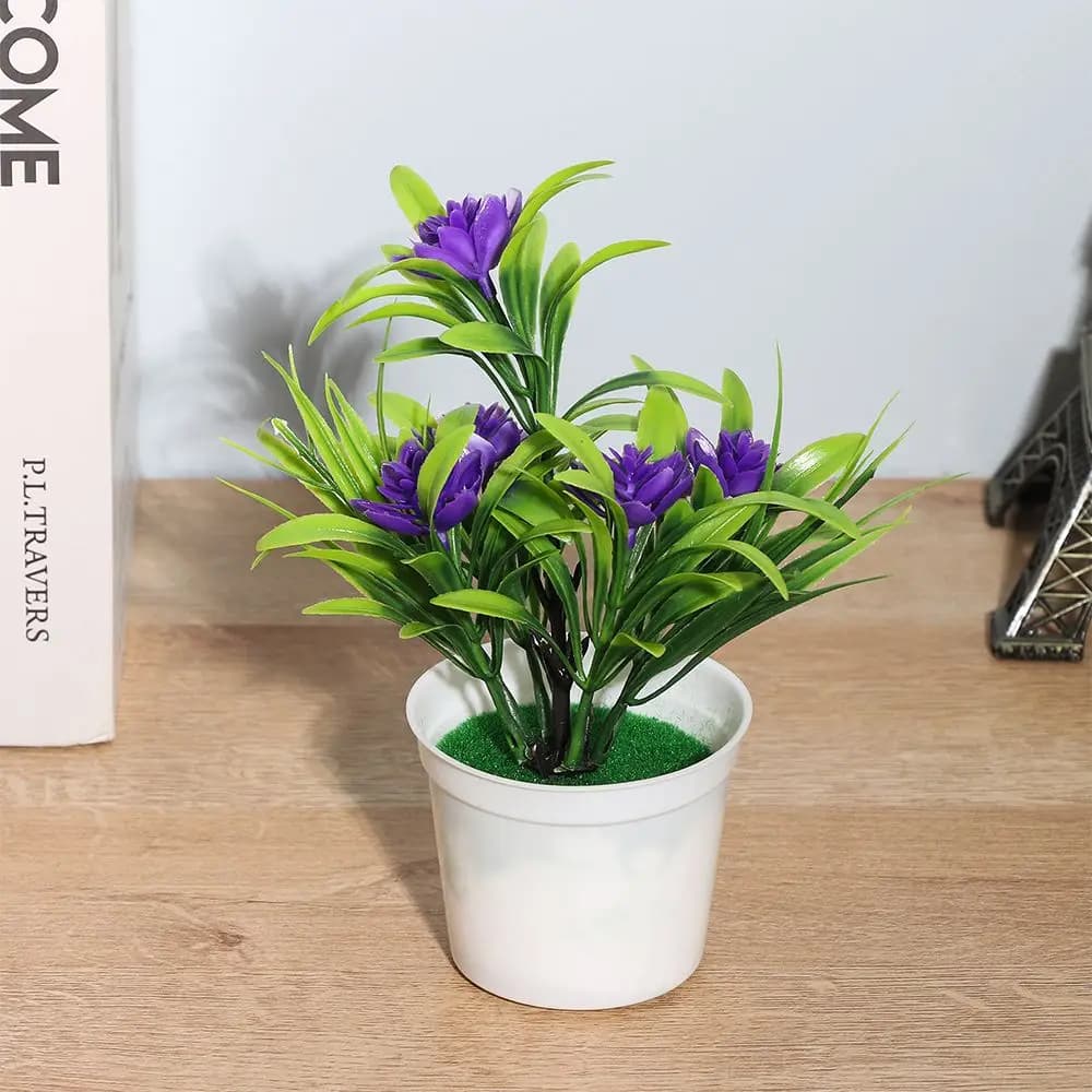 Mini-écosystème de fleurs artificielles pour salle à manger ou bureau, fausses plantes décoratives d'extérieur avec pots
