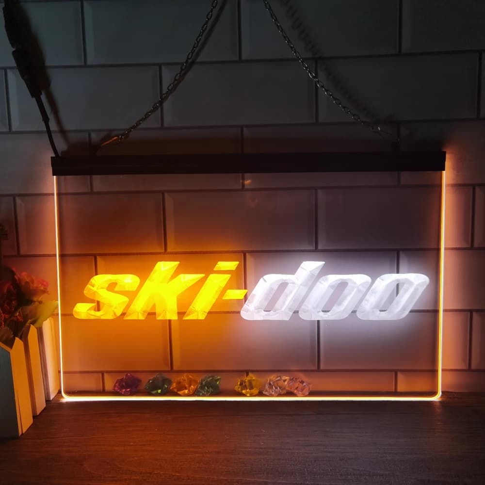 Enseigne au néon LED ski doo, motoneiges, décoration d'intérieur, nouvel an, mariage, chambre à coucher, affichage de 2 documents