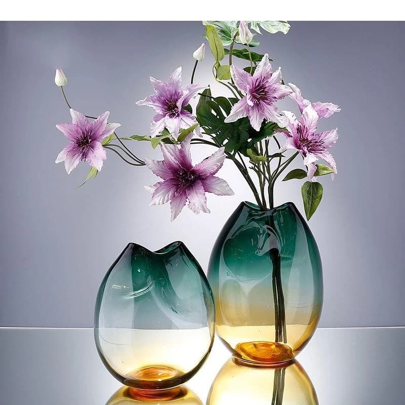Vase en verre coloré dégradé, pots de fleurs hydroponiques, décoration de bureau, arrangement floral décoratif artificiel