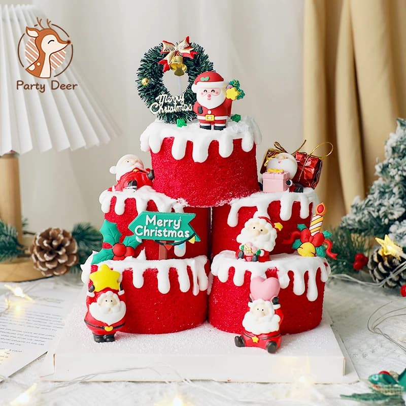 Décoration de gâteau de noël en résine, petit Cupcake de maison, décor de joyeux noël, bonne année