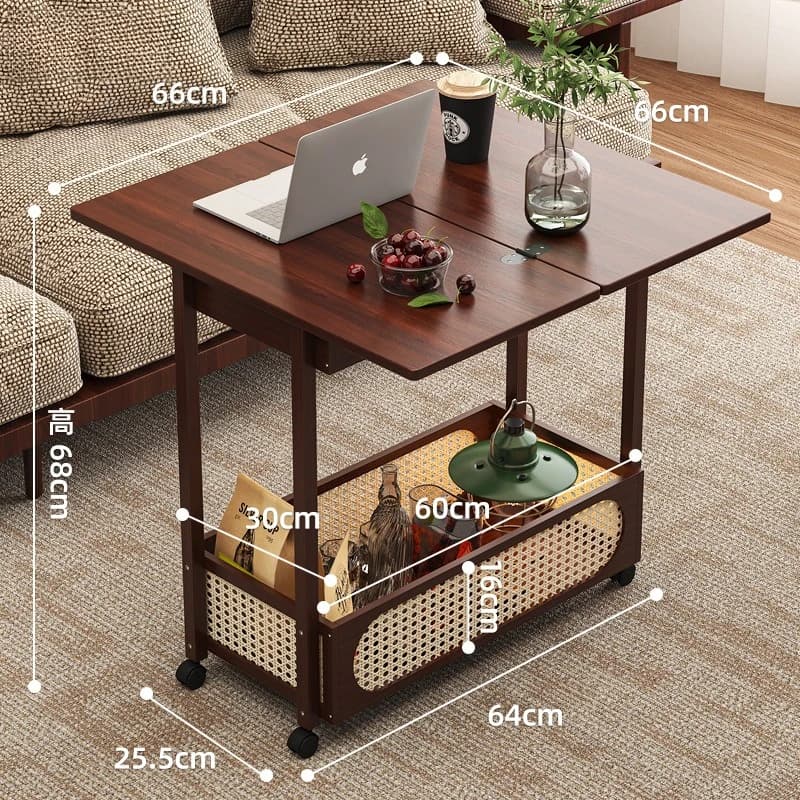 Meuble d'appoint multifonctionnel et mobile, table basse pliable, table pliable, meuble de rangement domestique, meuble à roulettes