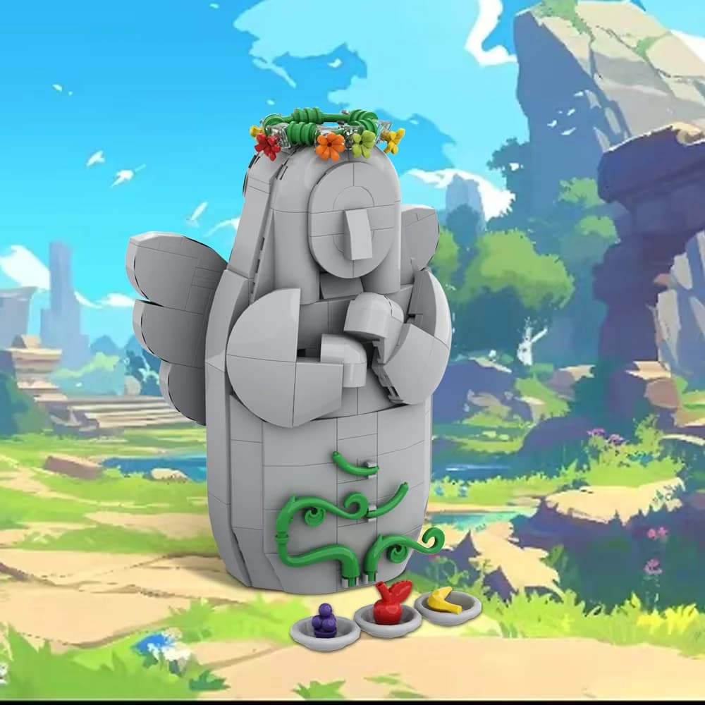 Statue de déesse MOC, blocs de construction, carte de jeu Zeldaed, bénédiction et prière, Sculpture, briques, jouet cadeau