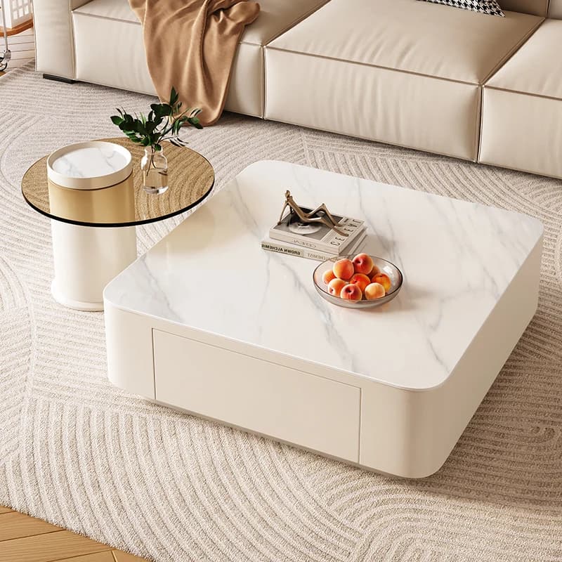 Tables basses carrées simples Design De luxe moderne Tables basses De bureau blanc clair Mesas De Centro Para Sala meubles De maison