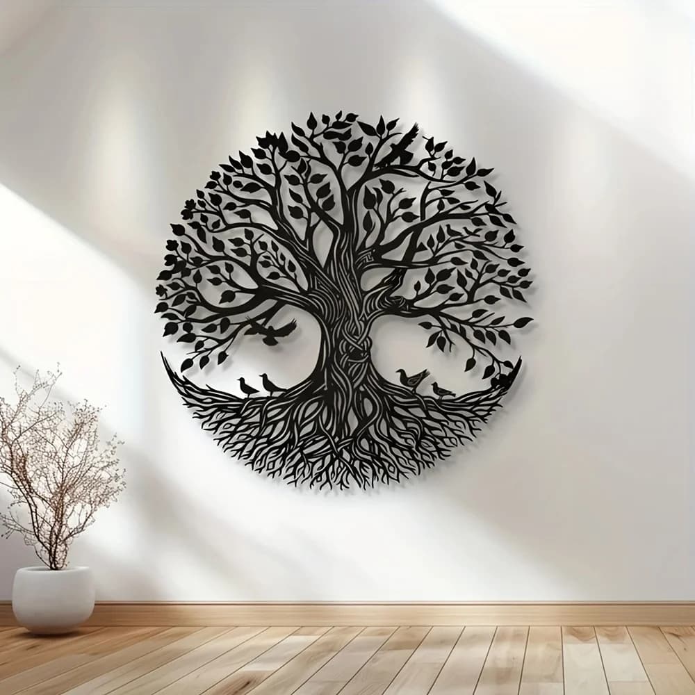 1 morceau de décoration murale arbre de vie, avec un art métallique, adapté aux grands espaces, parfait comme cadeau et facile à accrocher à l'extérieur