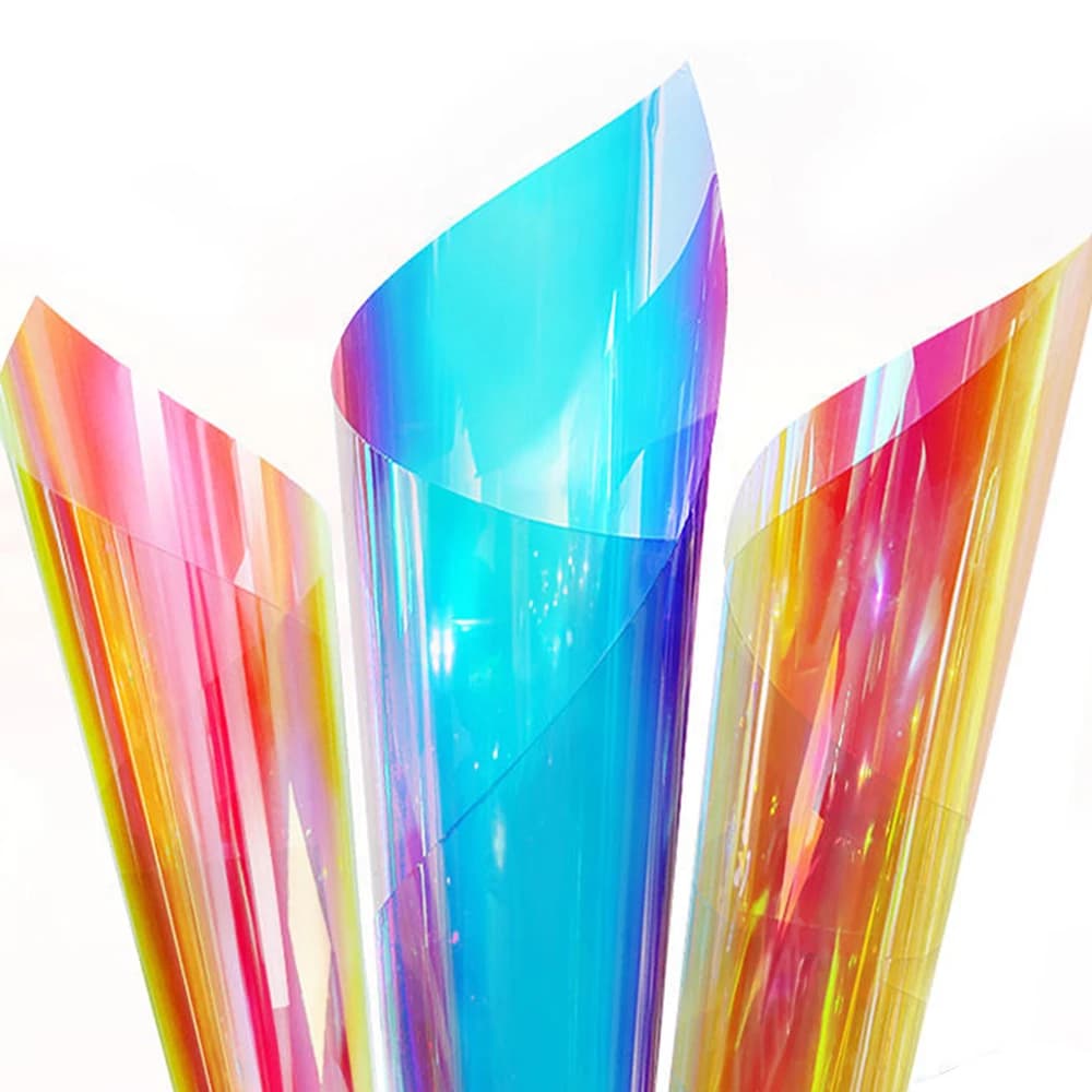Film adhésif holographique irisé pour fenêtre, verre vinyle caméléon effet arc-en-ciel pour les bureaux à domicile, décoration de fête de noël à faire soi-même