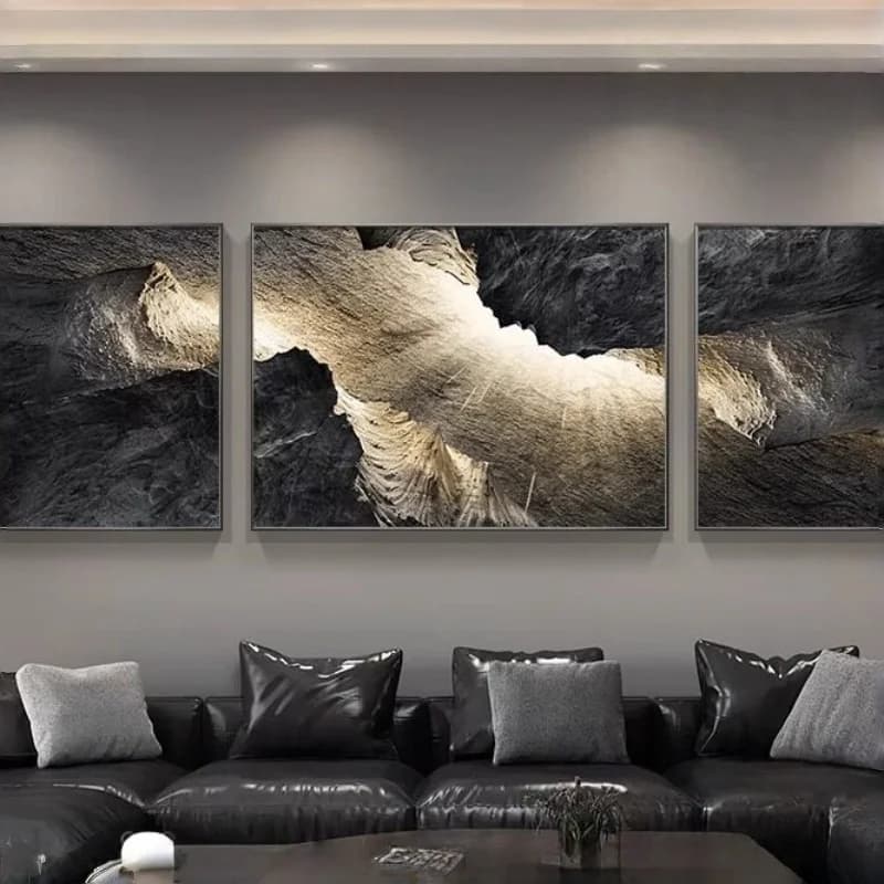 Peinture décorative moderne de luxe pour salon, tableau abstrait pour mur derrière le canapé, lampe murale, peinture à triple texture