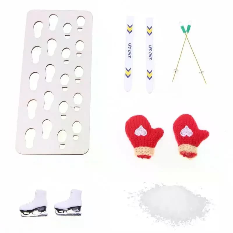 Planche de Ski Miniature en bois pour maison de poupée, 1 ensemble, décoration de scène de noël, accessoires de noël, jouets pour enfants, cadeau