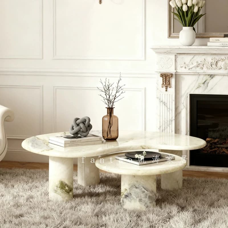 Table basse moderne en marbre nordique, décorations de centre de table irrégulières, table basse artistique pour appartement, meubles de maison