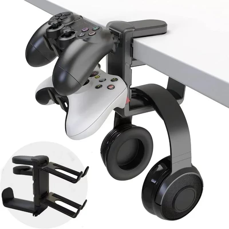 Nouveau Support de casque de jeu 2 en 1, crochet de bord de bureau réglable, pour manette de jeu, cintre de bureau, Support de casque rotatif, Support d'écouteurs