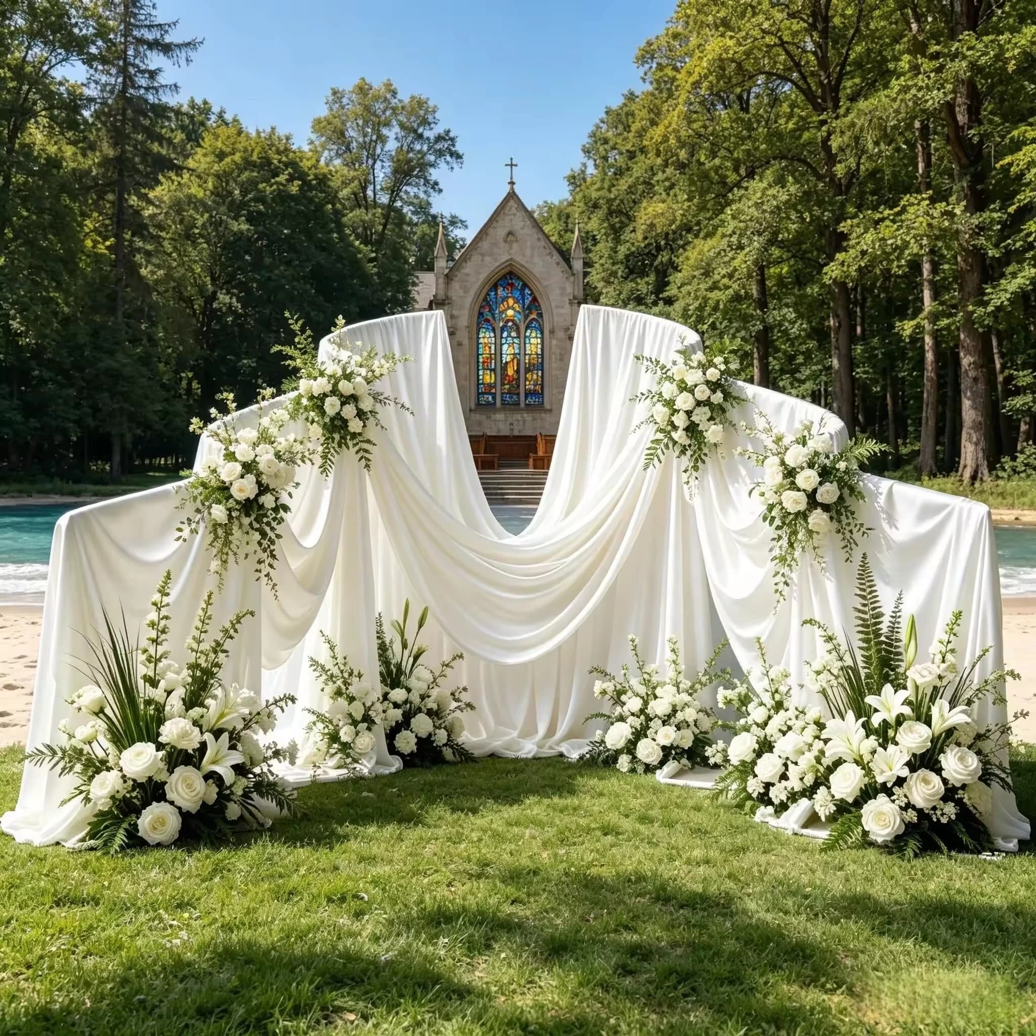 Support de toile de fond de mariage en métal ondulé de luxe