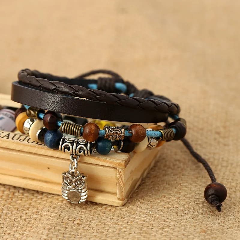Bracelet bohème en cuir pour hommes