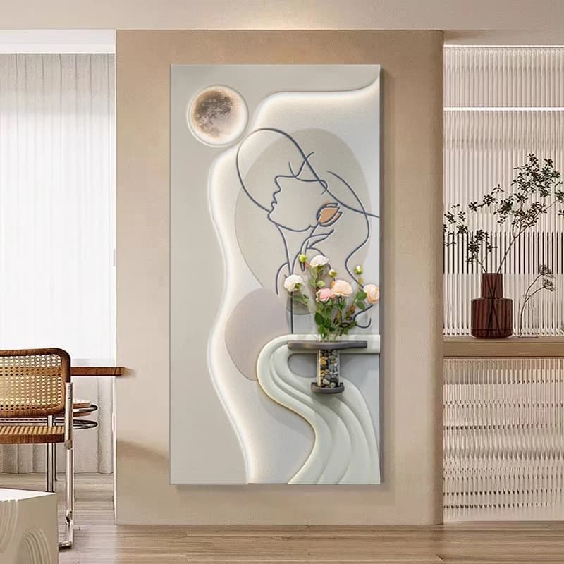 Lumière moderne de luxe, décoration de Hall d'entrée, lumières de sentiment, couloir suspendu, Texture de grès tridimensionnelle, peinture murale
