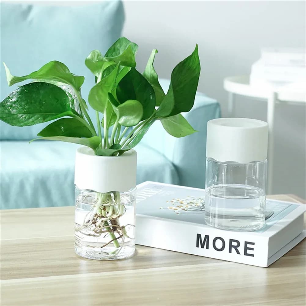 Mini Pot de fleur hydroponique, Vase décoratif de maison, Imitation verre Transparent, Pots de plantes sans sol, Pot de plantes vertes pour la décoration de la maison