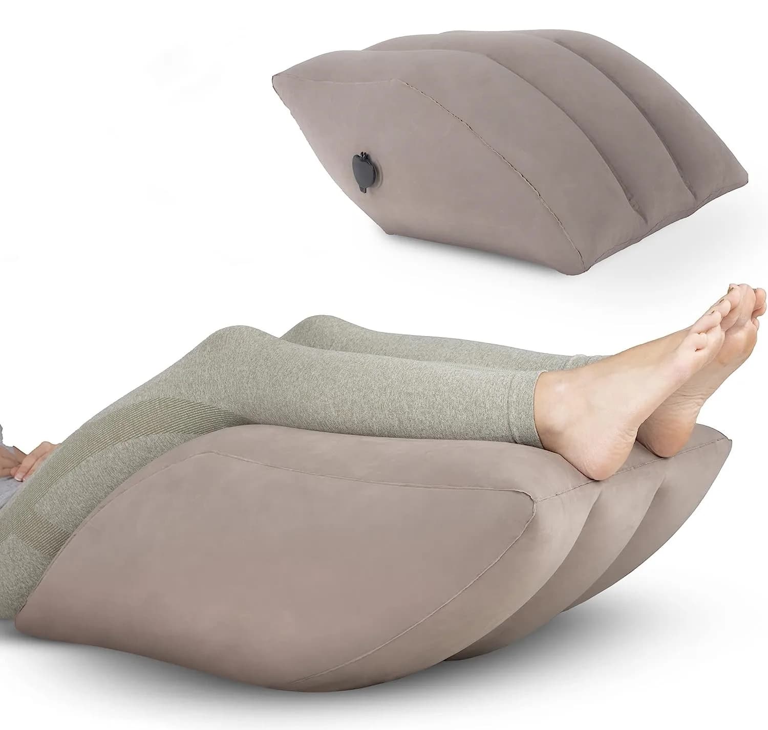 Oreiller gonflable pour l'élévation des jambes, coussin compensé portable pour les jambes avec sac de rangement, oreillers polyvalents pour l'élévation des jambes, sang de vache