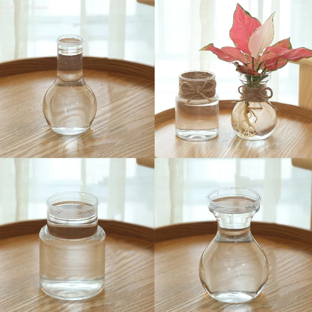 Petit Vase pour centres de Table, Vases à fleurs en plastique, Mini Vase rustique transparent, formes uniques pour salle à manger de mariage, décoration de la maison