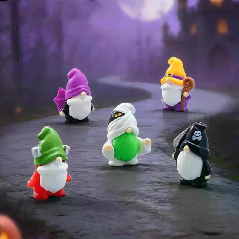 Mini figurines de gnomes d'Halloween en résine avec des designs adorables