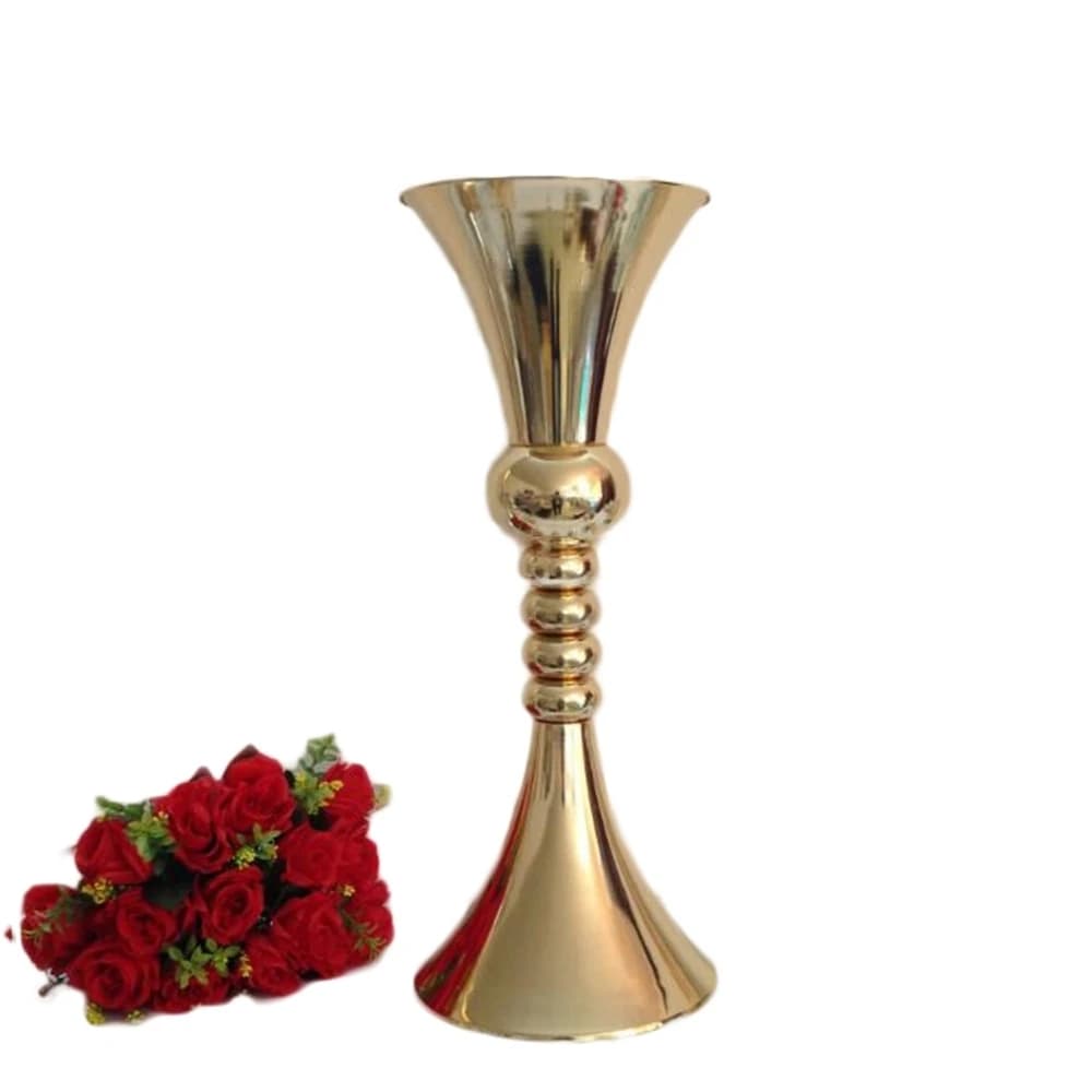 Vases à fleurs de 65cm de hauteur, bougeoir en métal doré, bougeoir, pièce maîtresse de mariage, événement, fête, route, plomb, décoration de maison, 10 pièces/lot