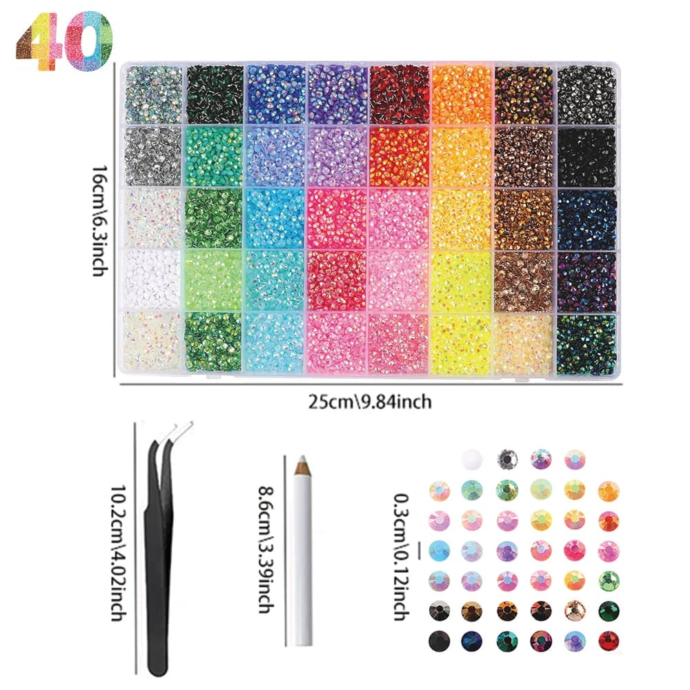 32000 strass brillants à fond plat pour nail art