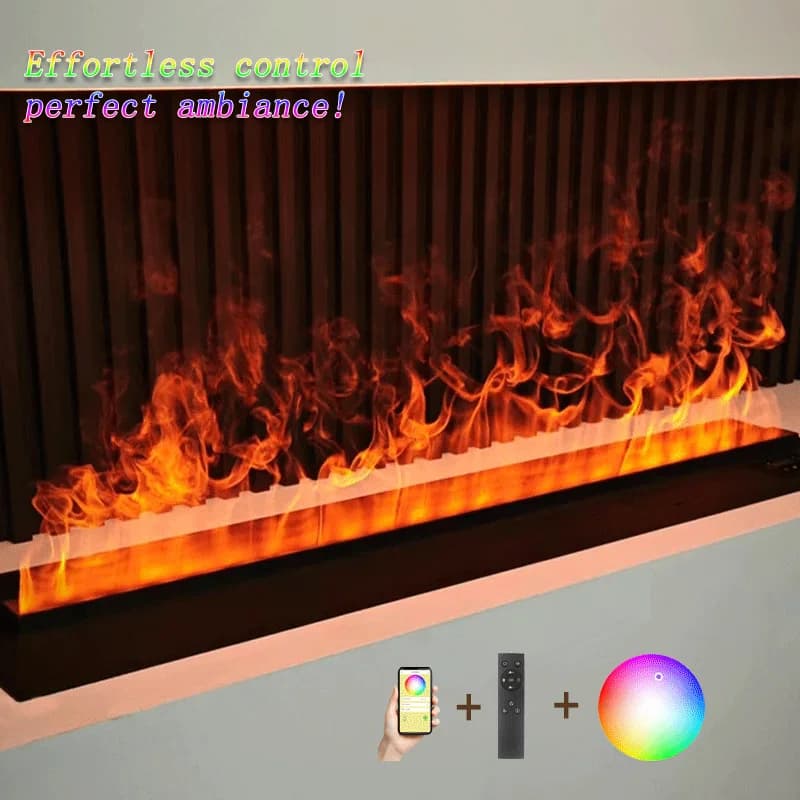 Cheminée à vapeur d'eau, décoration de télévision, faux feu d'intérieur, LED 3D, enfichable, moderne, intelligent, avec application d'atomisation électrique