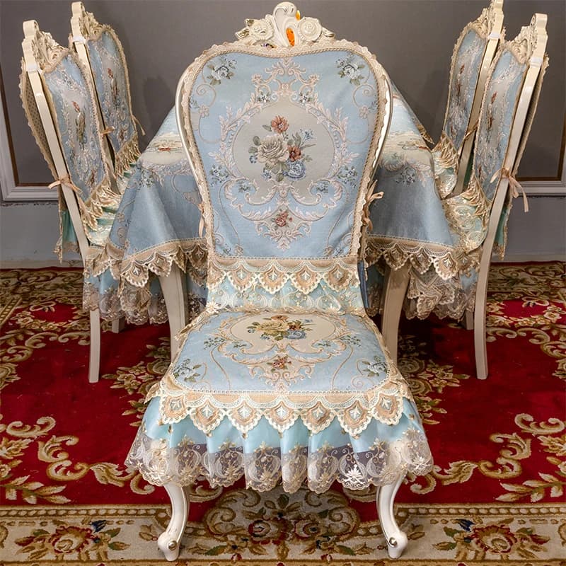 Juste de chaise en dentelle non ald personnalisée, coussin de chaise de salle à manger à la maison, nappe élégante, jacquard européen