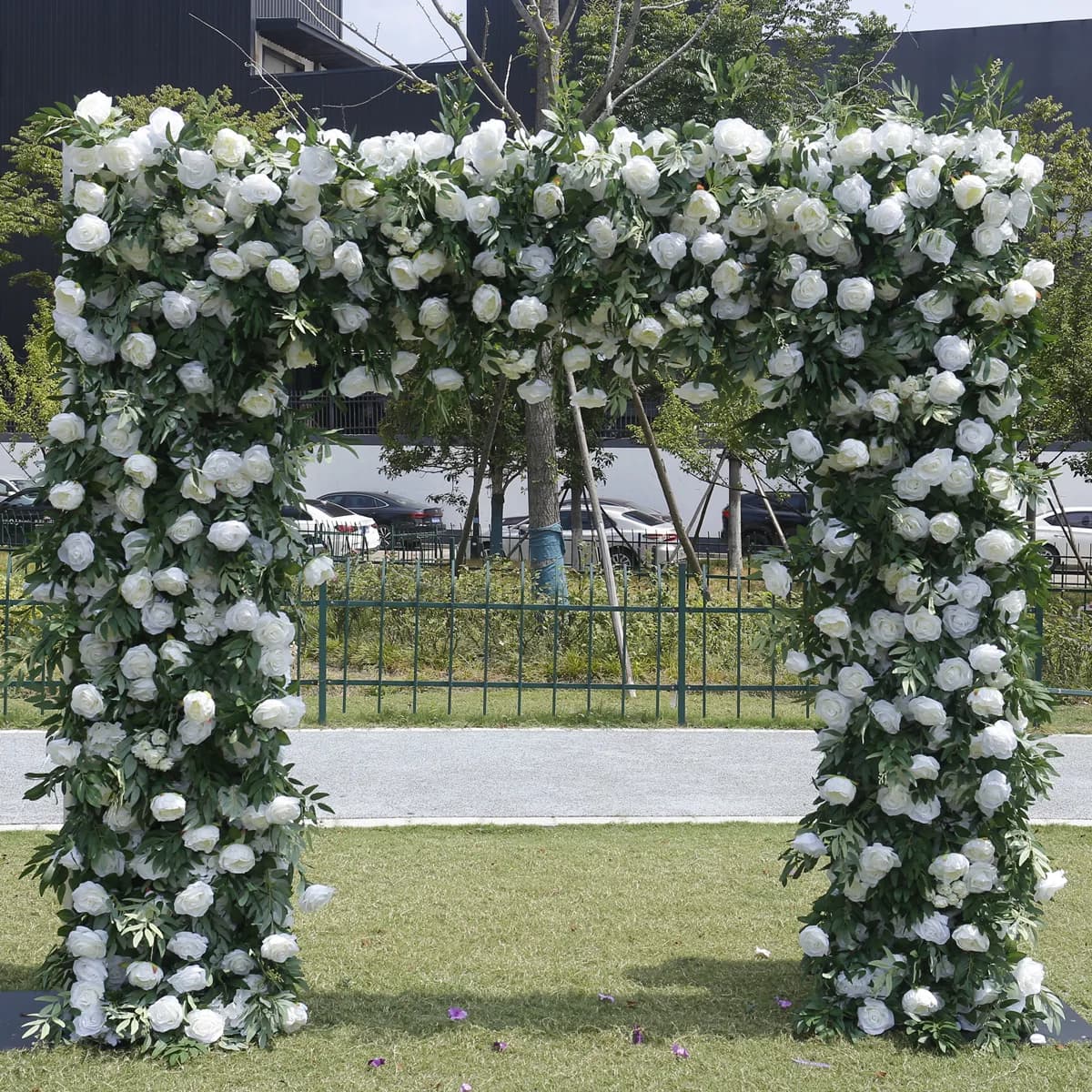Arc en tissu décoration fleur art extérieur forêt arrangement de mariage fleur artificielle simulation fleur mur fond mur