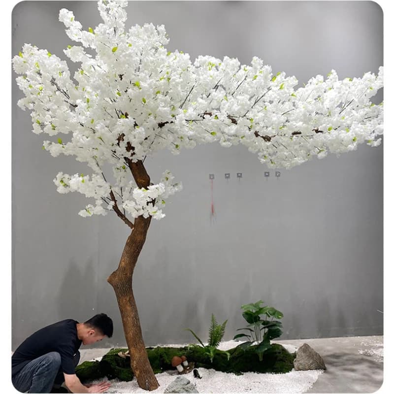 Simulation d'arbre de fleur de cerisier, ameublement de maison d'hôtel, arbre de souhait blanc, décoration de mariage