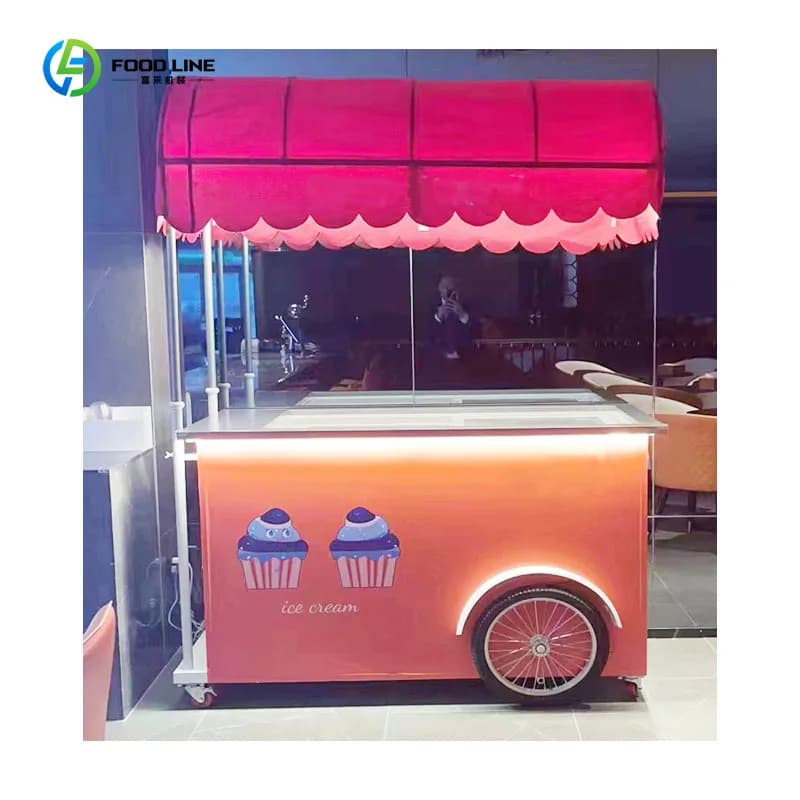 Chariot de poussée de crème glacée personnalisé, nouveau Design, chariot Mobile pliable pour marché extérieur et vente équitable
