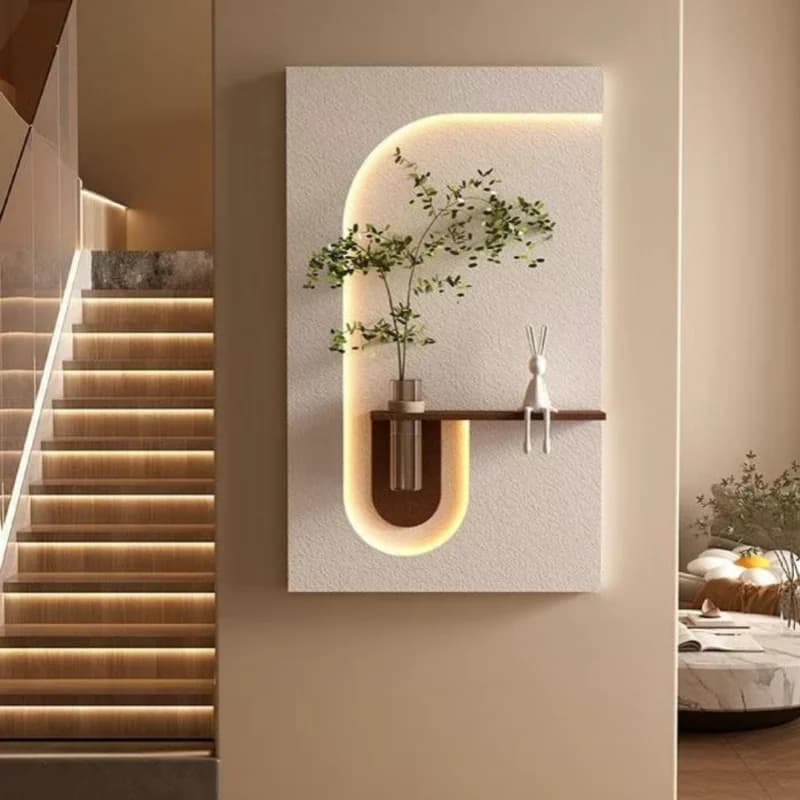 Décorations d'entrée lampes murales LED plante verte pour couloir couloir salon moderne suspendu peinture maison Vase Mural lumières
