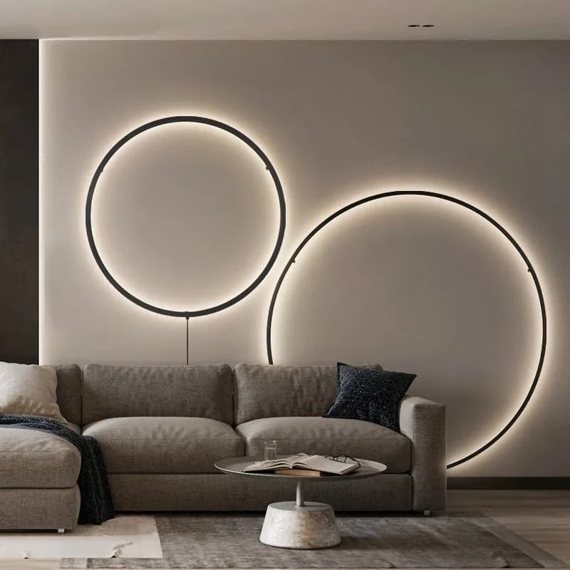 Applique murale LED avec prise USB, décor moderne, chambre à coucher, salon, fond de canapé, anneau rond, luminaires d'intérieur