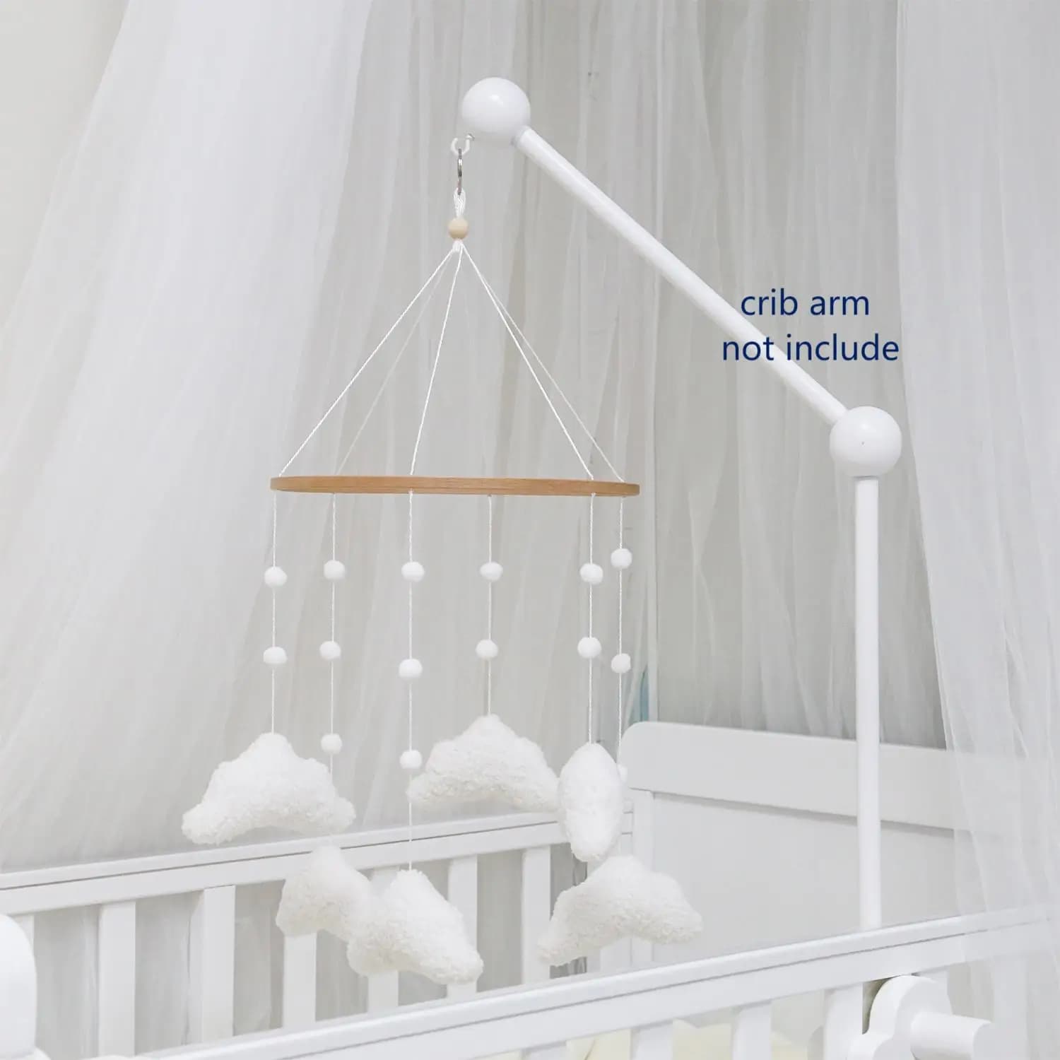 Boucle Clouds bébé mobile Netural Nursery mobile Clouds pom pom boules mobile