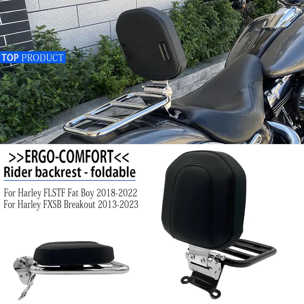 Dossier de moto polyvalent, dossier conducteur, coussin de siège passager, porte-bagages pour Harley, installation 13-23, Fat Boy 18-23