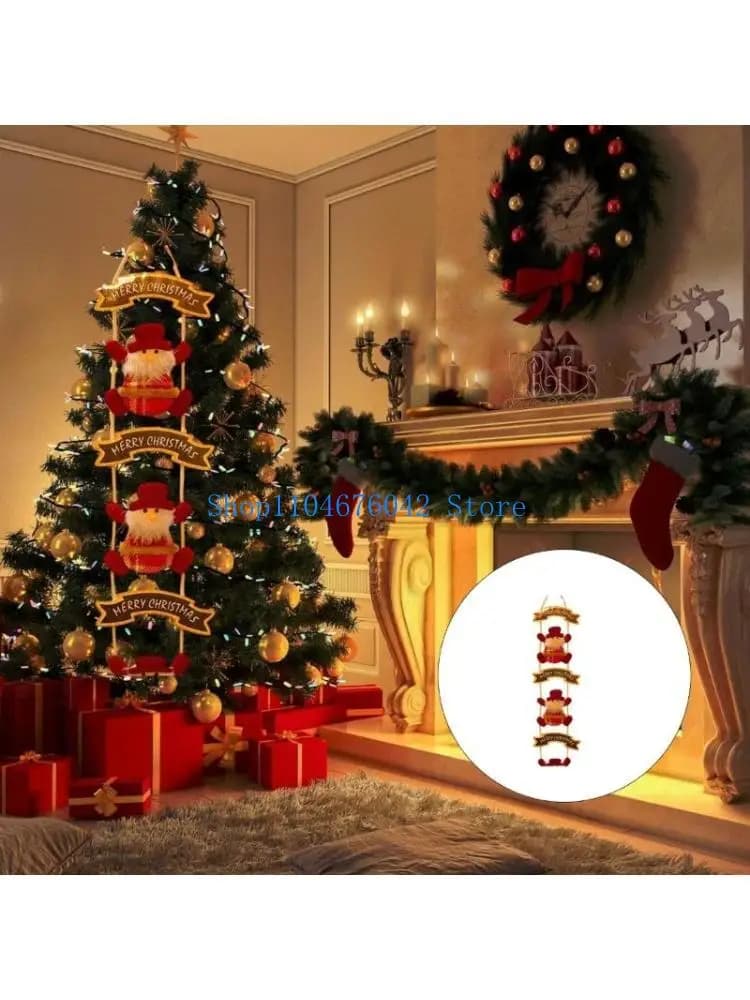 5asd – cerf père noël en tissu doux, ornement suspendu, décoration d'arbre noël pour mur porte