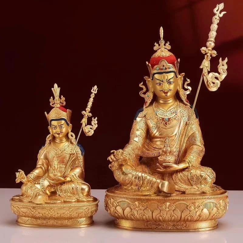 Statue de maître de bouddha Lotus, article bouddhiste, laiton doré, altars tantriques du népal exquis, décoration de maison, Statue de Bodhisattva Guanyin