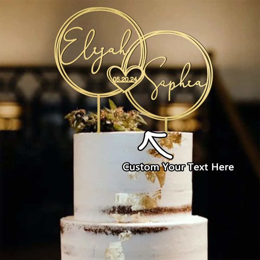 Décoration de gâteau en acrylique personnalisée | Décor de gâteau d'anniversaire de mariage personnalisé | Service de conception gratuit