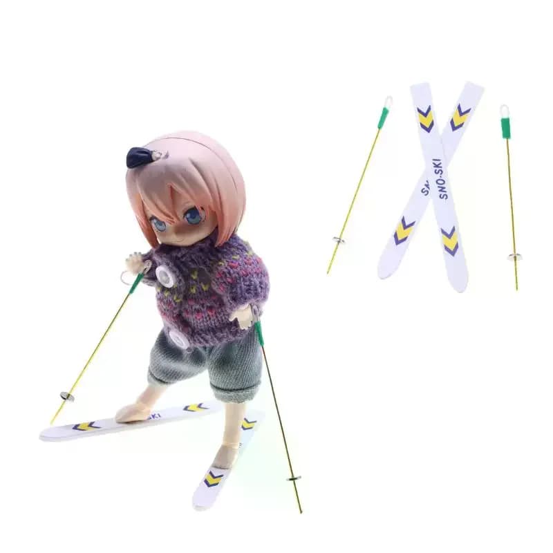 Planche de Ski Miniature en bois pour maison de poupée, 1 ensemble, décoration de scène de noël, accessoires de noël, jouets pour enfants, cadeau
