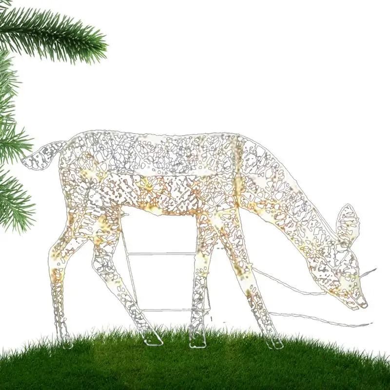 Lumières de pelouse de cerf blanc debout éclairées résistantes aux intempéries, décoration de Noël de renne, lumières de festival, 24.com