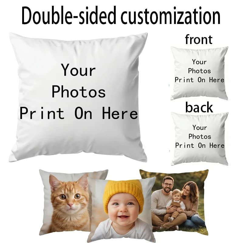 Housse de coussin personnalisée avec photo, logo personnalisé, coussin pour canapé, siège de voiture, décoration intérieure de la maison