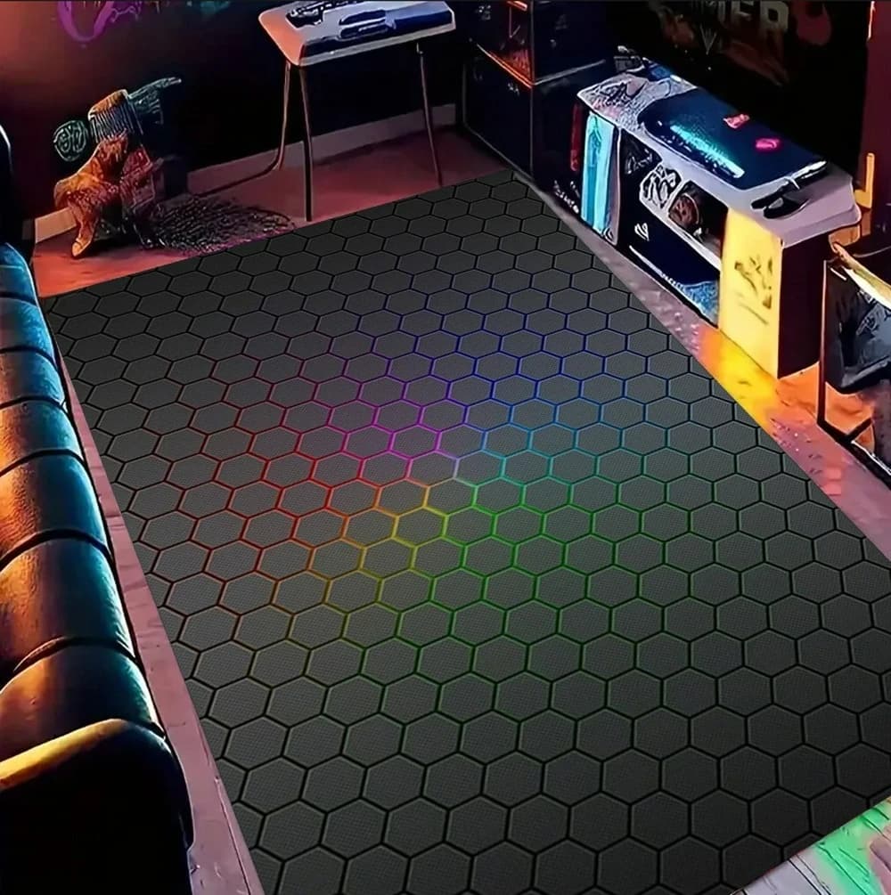 Tapis Gamer, Tapis de Jeu, Tapis Géométrique, Tapis Coloré, Tapis de Salle de Jeu, Tapis de Sport, Tapis de Zone, Cadeaux Gaming, Tapis de Décoration pour Chambre d'Adolescent