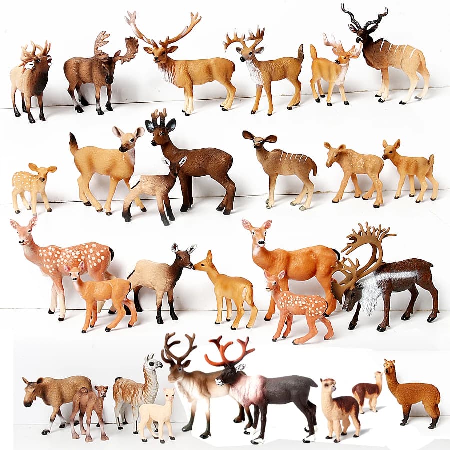 Simulation de cerf Animal du bois, alose, élan, renne, alpaga, modèle Kudu, décorations de gâteau, Collection, cadeau de noël