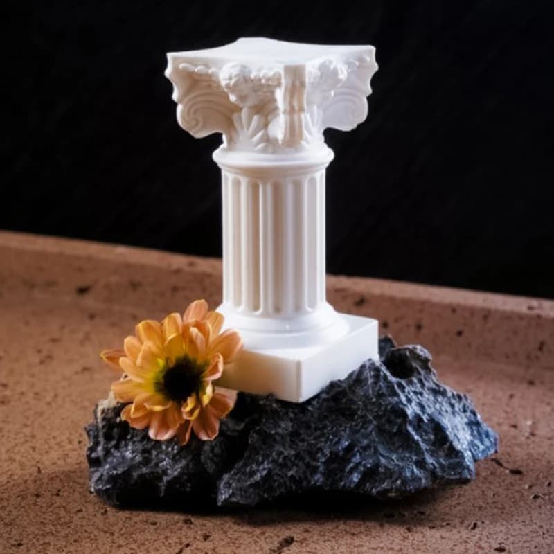Pilier romain, colonne grecque, statue, piédestal, chandelier, figurine, sculpture, décoration intérieure, salle à manger, jardin, paysage
