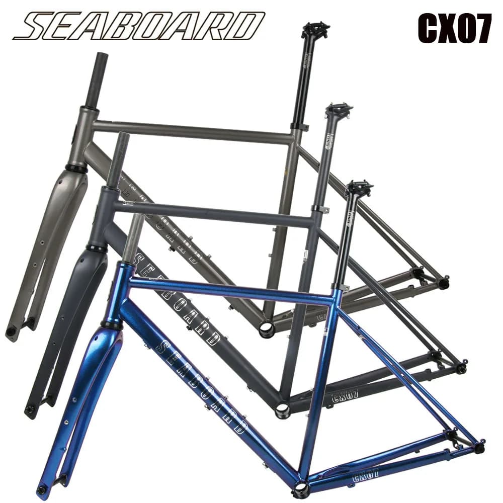 Vélo de gravier Seaboard CX07 avec cadre en acier, fourche avant en fibre de carbone, frein à disque et axe traversant