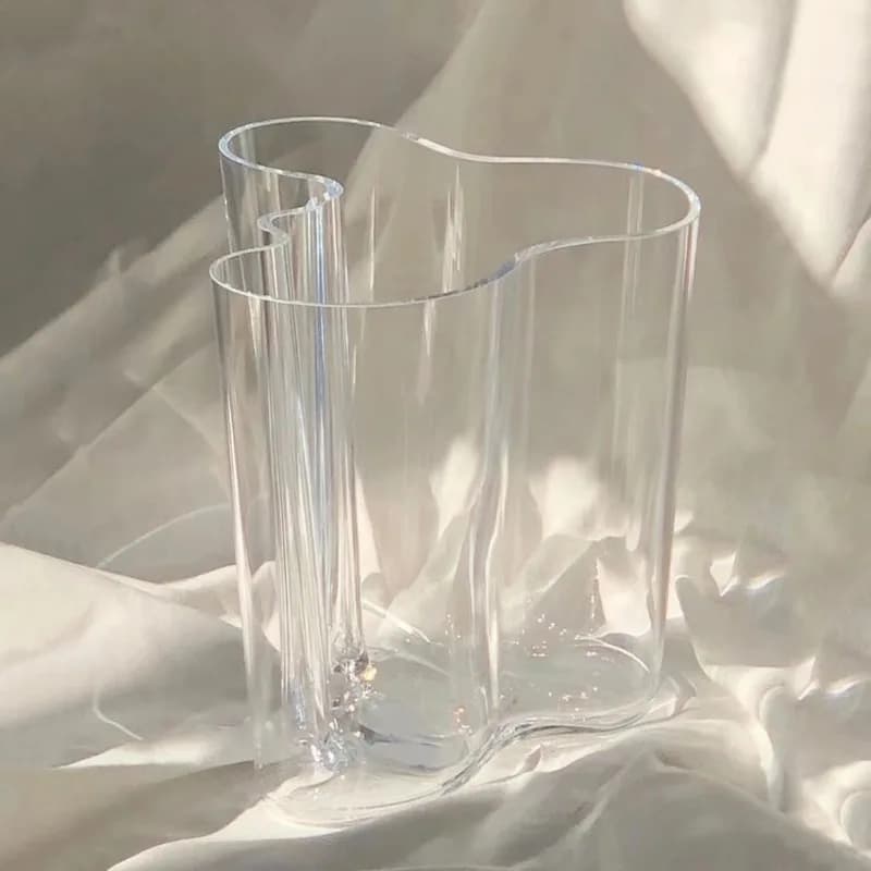 Vase en verre transparent irrégulier créatif, décoration de maison, style INS